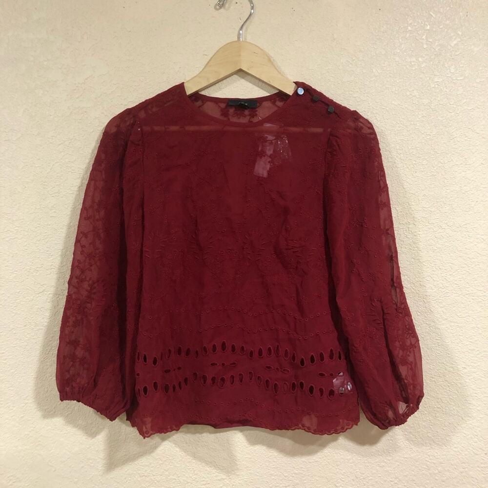 NWT NEW J. Crew lace eyelet flowy sheer blouse
